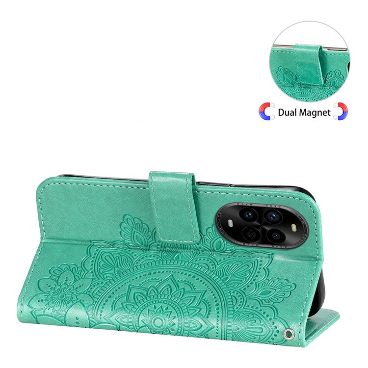 For Huawei nova 13 Pro 5G Case PU Leather Wallet Floral Phone Cover Stand View - Green