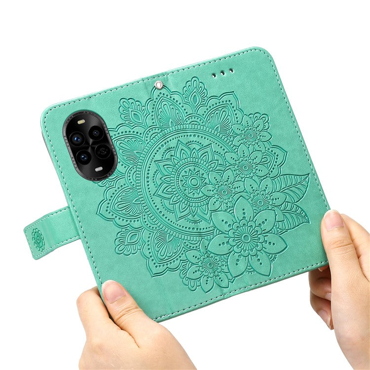 For Huawei nova 13 Pro 5G Case PU Leather Wallet Floral Phone Cover Stand View - Green