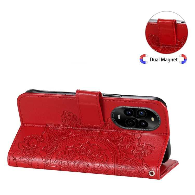 For Huawei nova 13 Pro 5G Case PU Leather Wallet Floral Phone Cover Stand View - Red