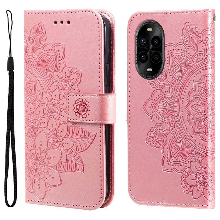 For Huawei nova 13 Pro 5G Case PU Leather Wallet Floral Phone Cover Stand View - Pink