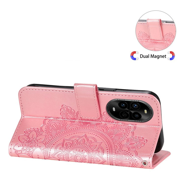 For Huawei nova 13 Pro 5G Case PU Leather Wallet Floral Phone Cover Stand View - Pink