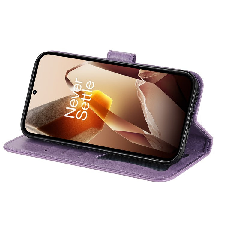 For OnePlus 13 Case PU Leather Wallet Floral Phone Cover Stand View - Purple