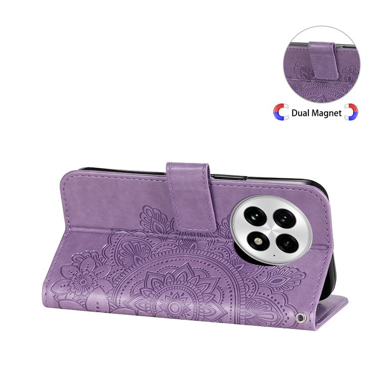 For OnePlus 13 Case PU Leather Wallet Floral Phone Cover Stand View - Purple