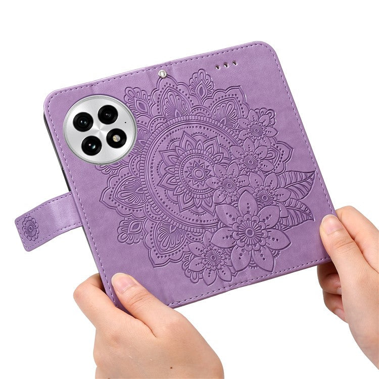 For OnePlus 13 Case PU Leather Wallet Floral Phone Cover Stand View - Purple