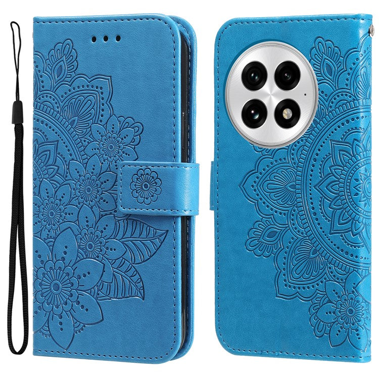 For OnePlus 13 Case PU Leather Wallet Floral Phone Cover Stand View - Blue
