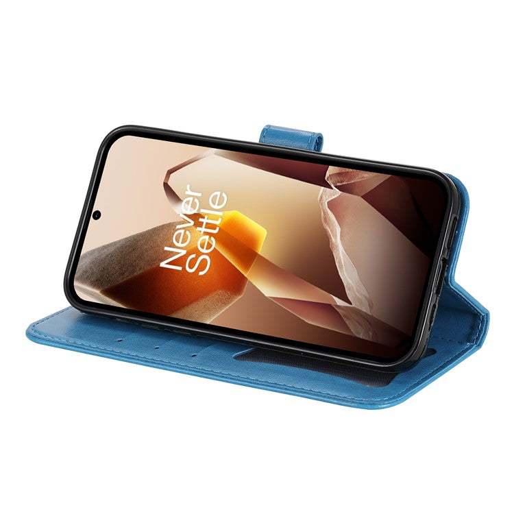 For OnePlus 13 Case PU Leather Wallet Floral Phone Cover Stand View - Blue