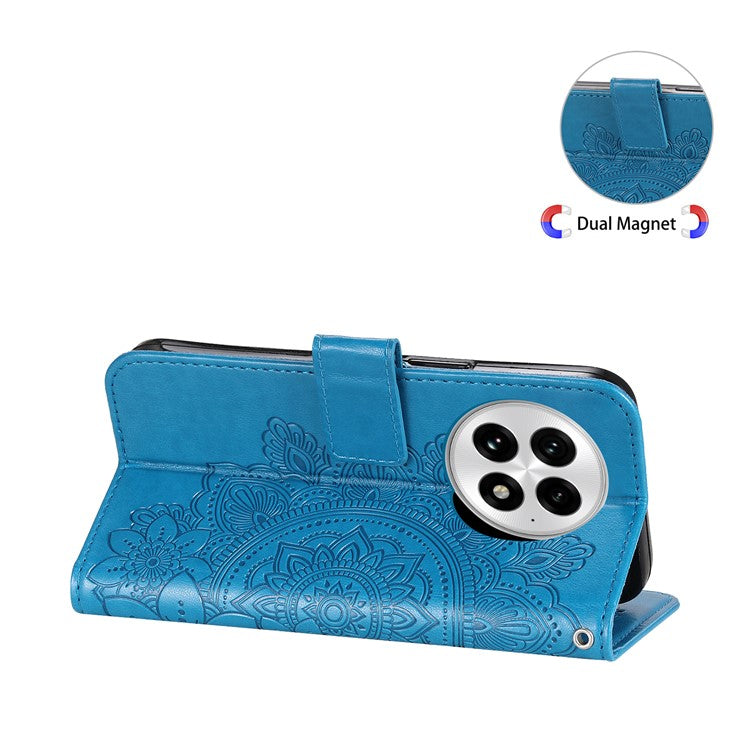 For OnePlus 13 Case PU Leather Wallet Floral Phone Cover Stand View - Blue