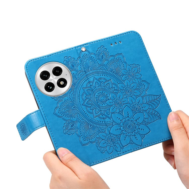 For OnePlus 13 Case PU Leather Wallet Floral Phone Cover Stand View - Blue