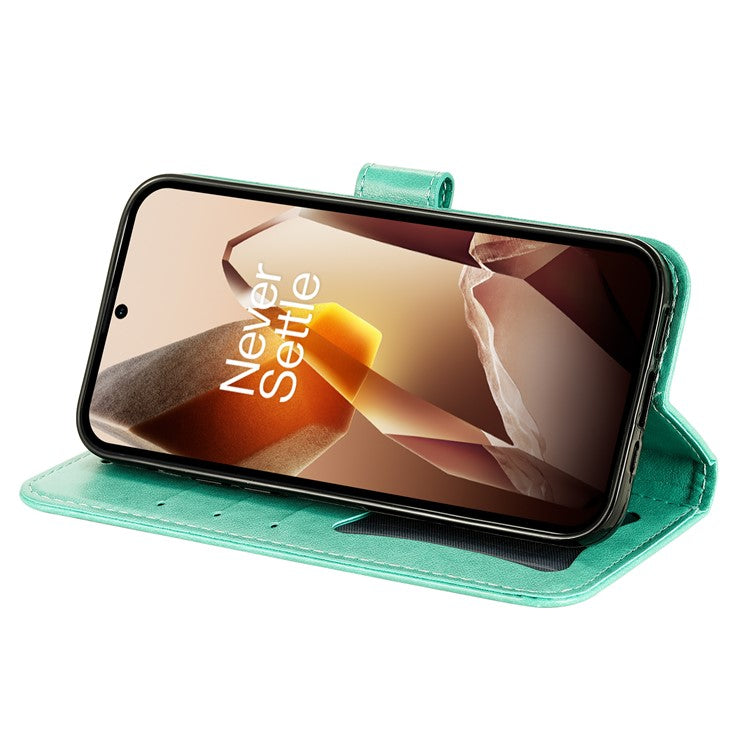 For OnePlus 13 Case PU Leather Wallet Floral Phone Cover Stand View - Green