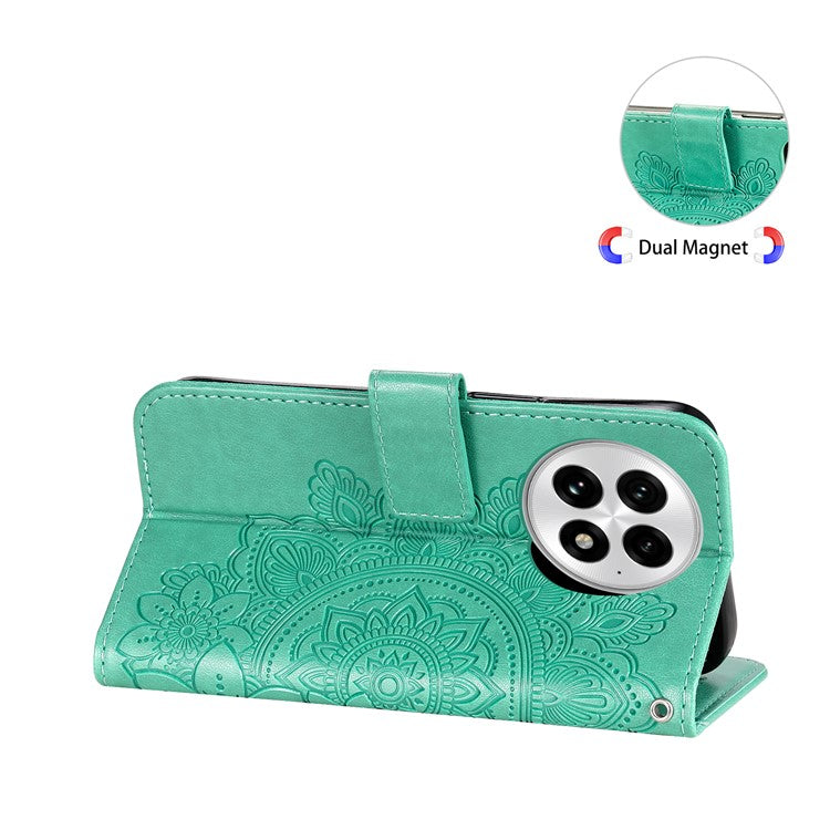 For OnePlus 13 Case PU Leather Wallet Floral Phone Cover Stand View - Green