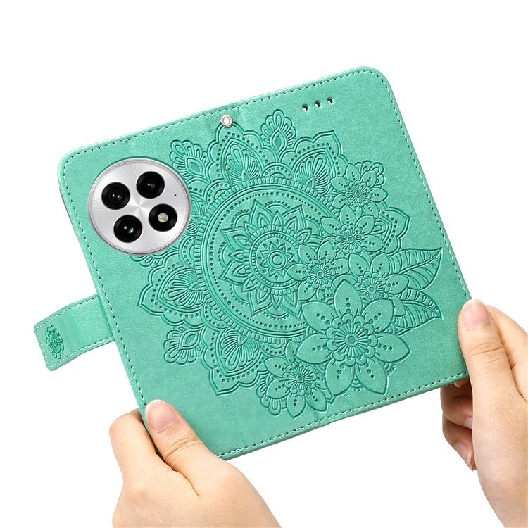 For OnePlus 13 Case PU Leather Wallet Floral Phone Cover Stand View - Green
