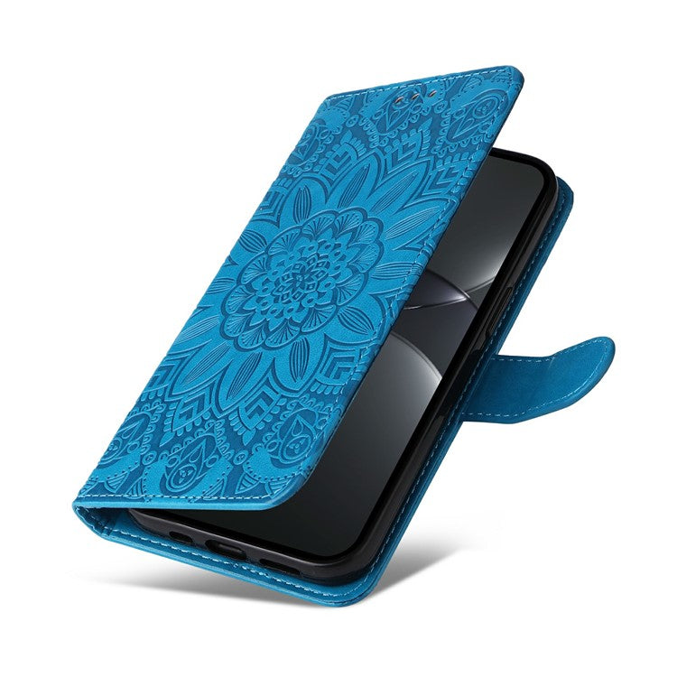 For Huawei nova 13 Pro 5G Case Sunflower Imprint Leather Wallet Phone Cover - Blue