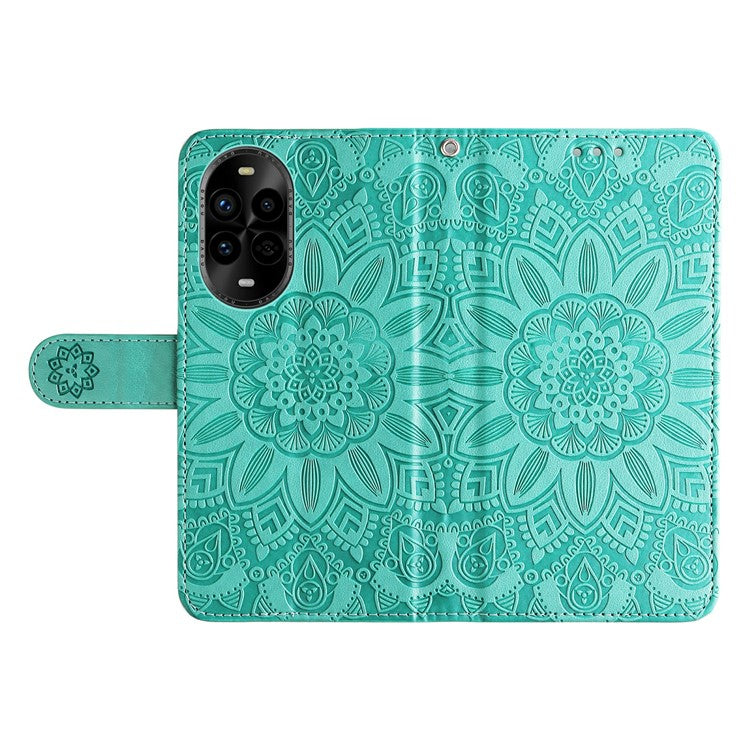 For Huawei nova 13 Pro 5G Case Sunflower Imprint Leather Wallet Phone Cover - Green