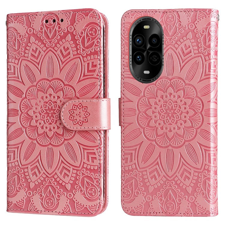 For Huawei nova 13 Pro 5G Case Sunflower Imprint Leather Wallet Phone Cover - Pink