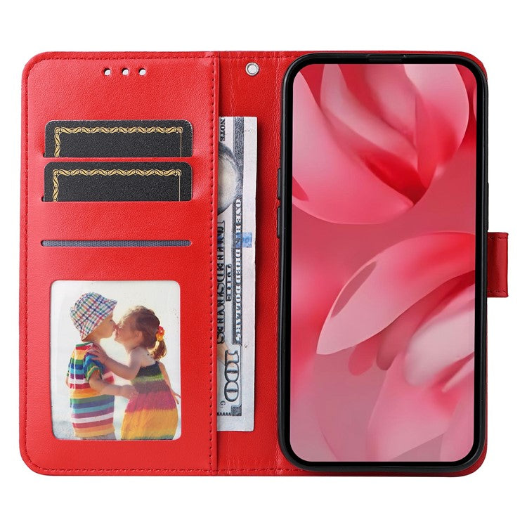 For Google Pixel 9a Case Sunflower Imprint Leather Wallet Phone Cover - Red