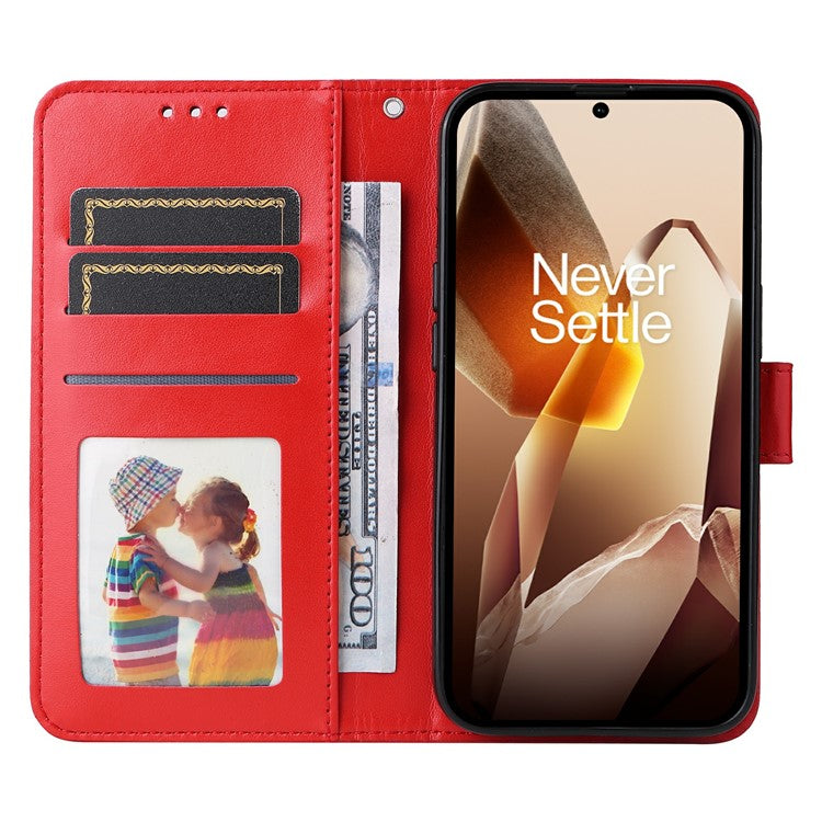 For OnePlus 13 Case Sunflower Imprint Leather Wallet Phone Cover - Red