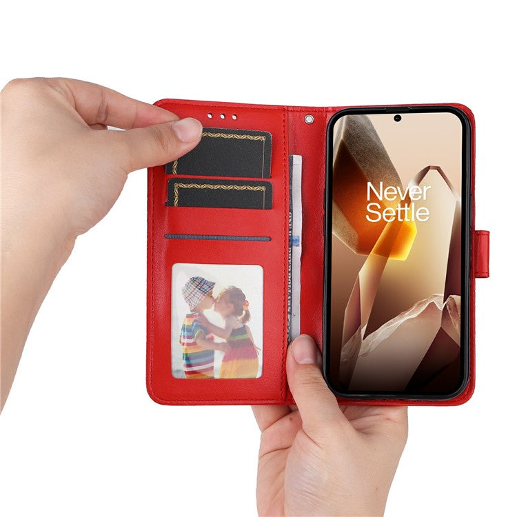 For OnePlus 13 Case Sunflower Imprint Leather Wallet Phone Cover - Red