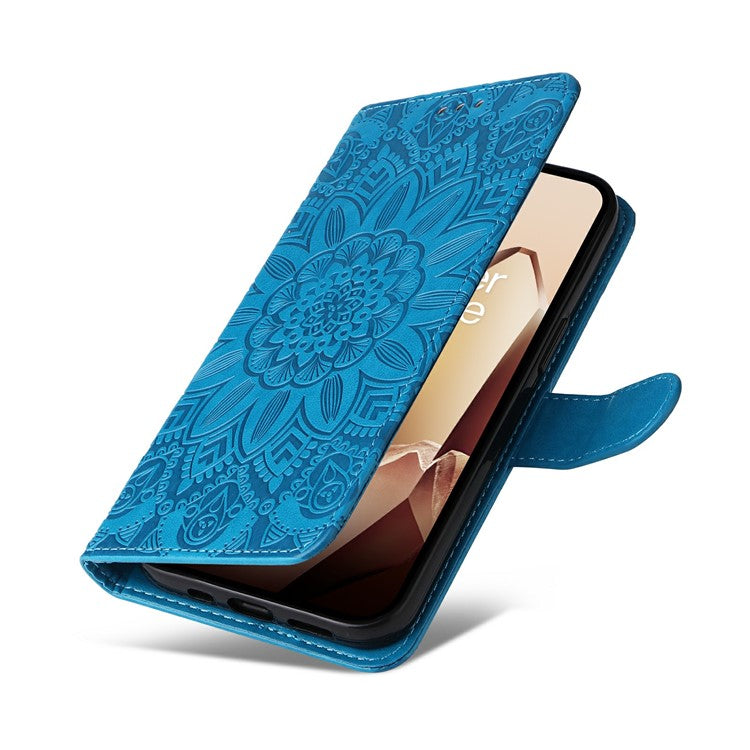 For OnePlus 13 Case Sunflower Imprint Leather Wallet Phone Cover - Blue