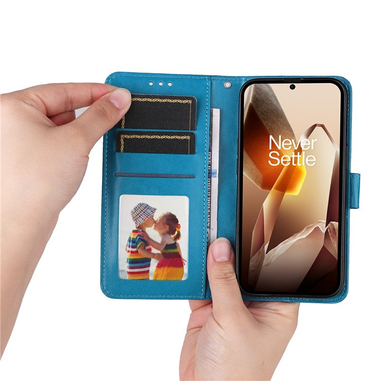 For OnePlus 13 Case Sunflower Imprint Leather Wallet Phone Cover - Blue