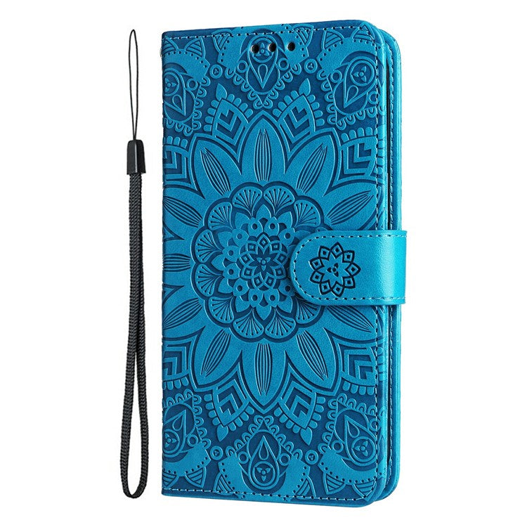 For OnePlus 13 Case Sunflower Imprint Leather Wallet Phone Cover - Blue
