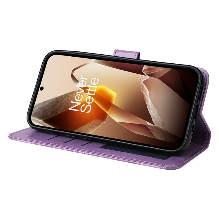 For OnePlus 13 Case Sunflower Imprint Leather Wallet Phone Cover - Purple
