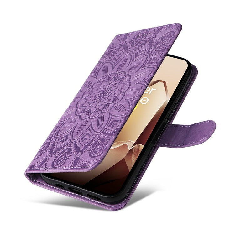 For OnePlus 13 Case Sunflower Imprint Leather Wallet Phone Cover - Purple