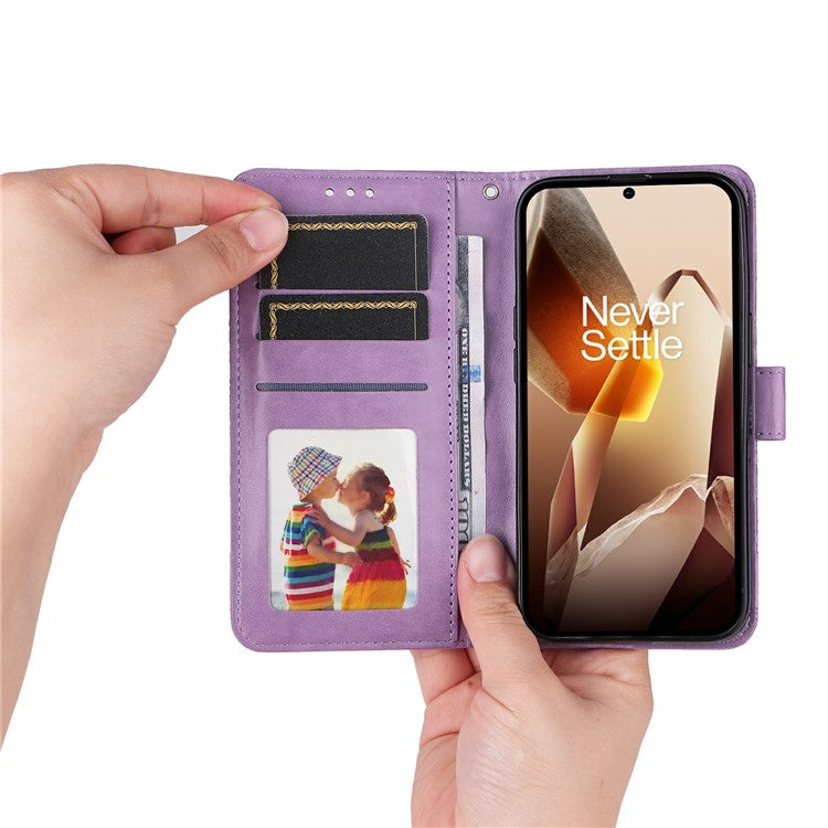 For OnePlus 13 Case Sunflower Imprint Leather Wallet Phone Cover - Purple