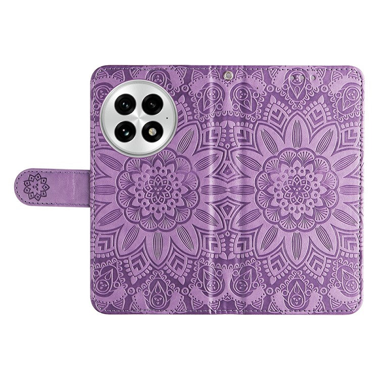 For OnePlus 13 Case Sunflower Imprint Leather Wallet Phone Cover - Purple