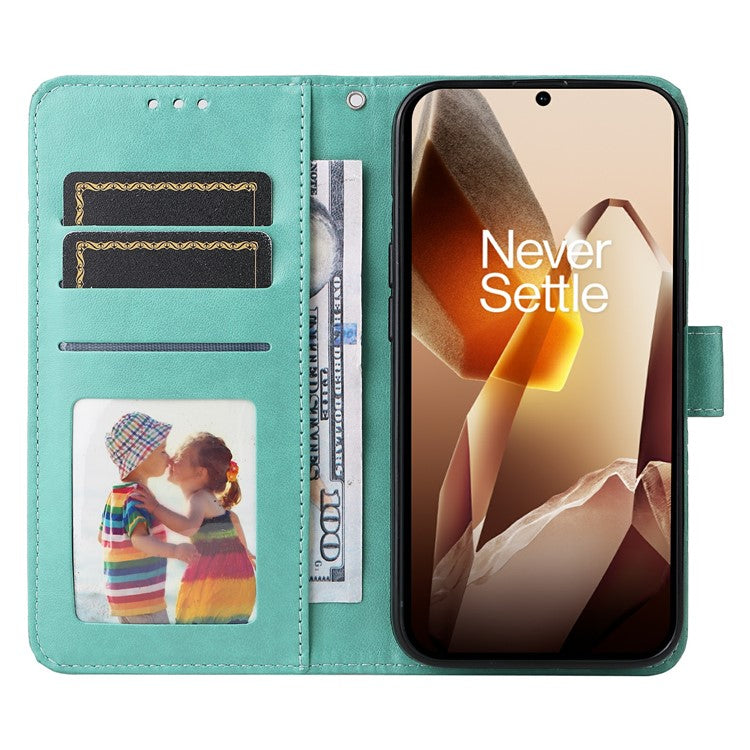 For OnePlus 13 Case Sunflower Imprint Leather Wallet Phone Cover - Green