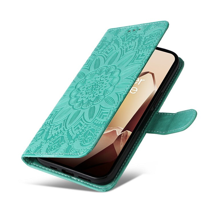 For OnePlus 13 Case Sunflower Imprint Leather Wallet Phone Cover - Green