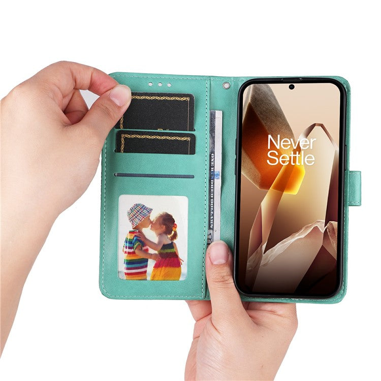 For OnePlus 13 Case Sunflower Imprint Leather Wallet Phone Cover - Green