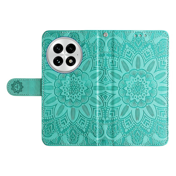 For OnePlus 13 Case Sunflower Imprint Leather Wallet Phone Cover - Green