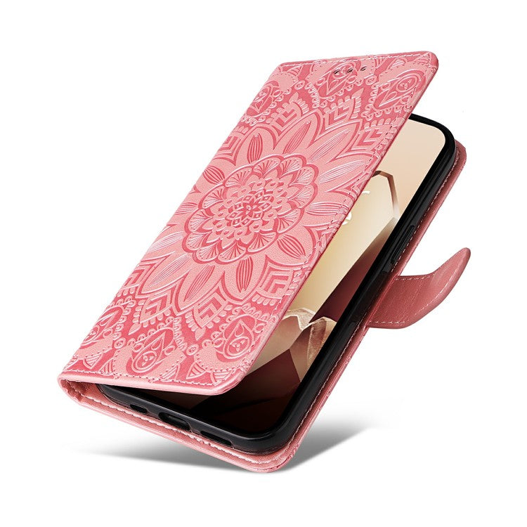 For OnePlus 13 Case Sunflower Imprint Leather Wallet Phone Cover - Pink