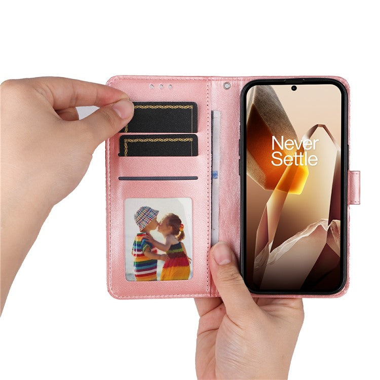 For OnePlus 13 Case Sunflower Imprint Leather Wallet Phone Cover - Pink