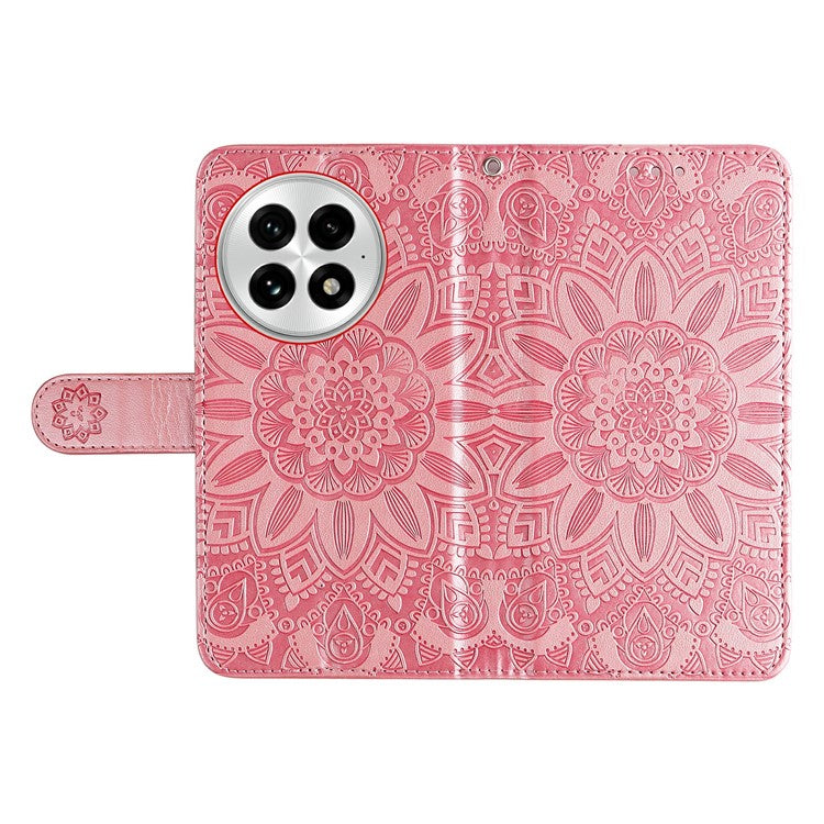 For OnePlus 13 Case Sunflower Imprint Leather Wallet Phone Cover - Pink