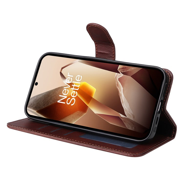 For OnePlus 13 Case Wallet PU Leather Folio Flip Phone Cover - Brown
