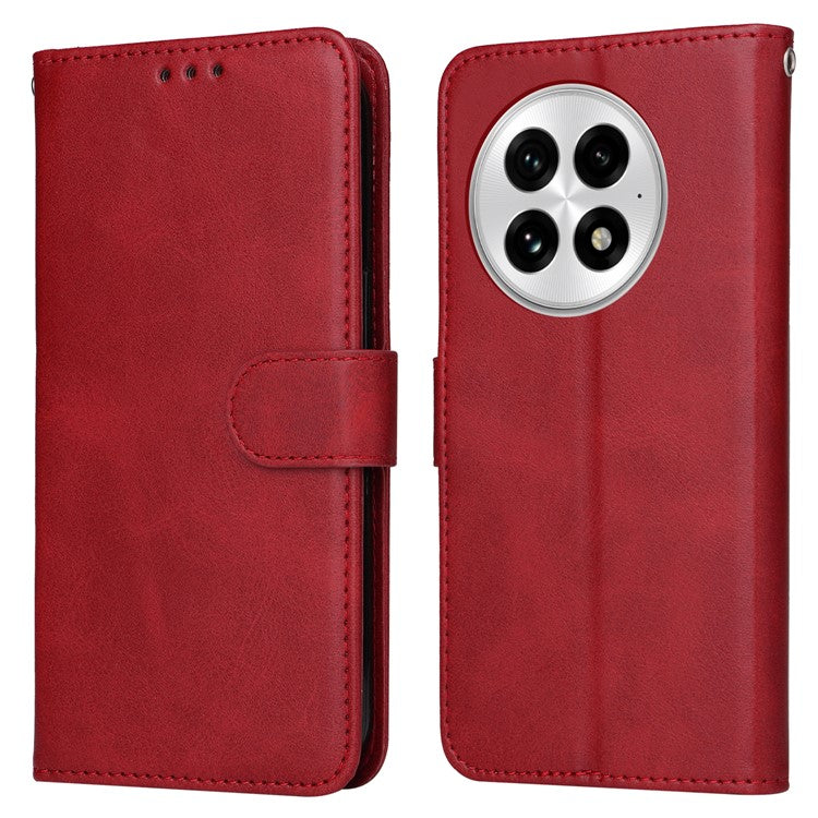 For OnePlus 13 Case Wallet PU Leather Folio Flip Phone Cover - Red