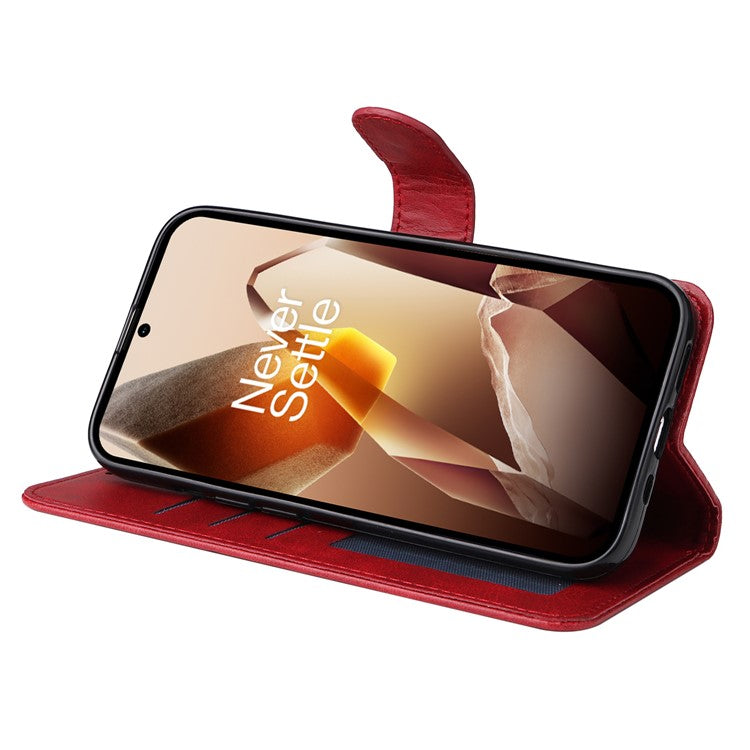 For OnePlus 13 Case Wallet PU Leather Folio Flip Phone Cover - Red