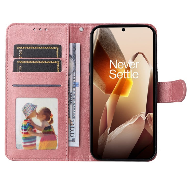 For OnePlus 13 Case Wallet PU Leather Folio Flip Phone Cover - Pink