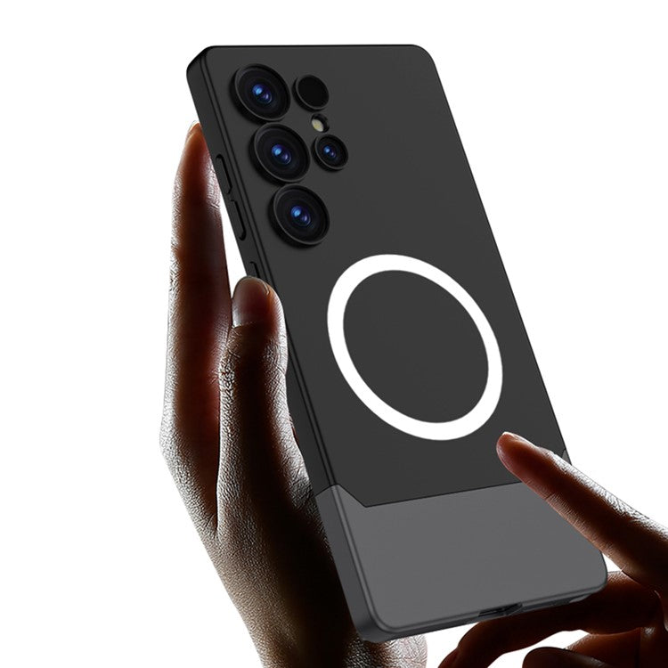 GKK For Samsung Galaxy S25 Ultra Case Compatible with MagSafe PC Phone Cover Dual Color Design - Black / Black