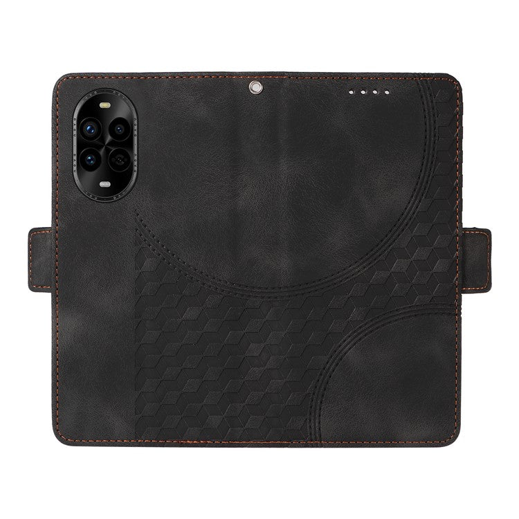 For Huawei nova 13 Pro 5G Case PU Leather Phone Cover Rhombus Starry Imprinted - Black