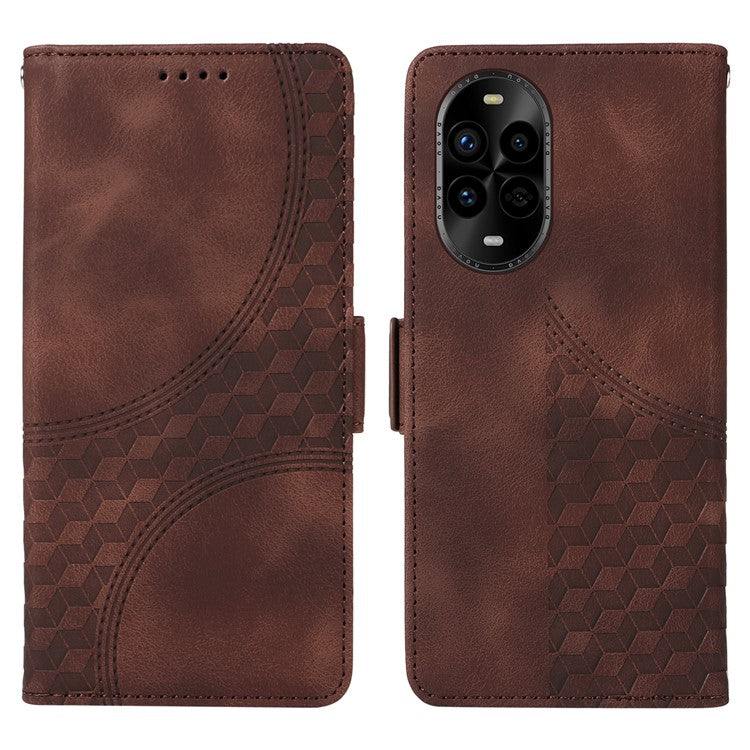 For Huawei nova 13 Pro 5G Case PU Leather Phone Cover Rhombus Starry Imprinted - Brown