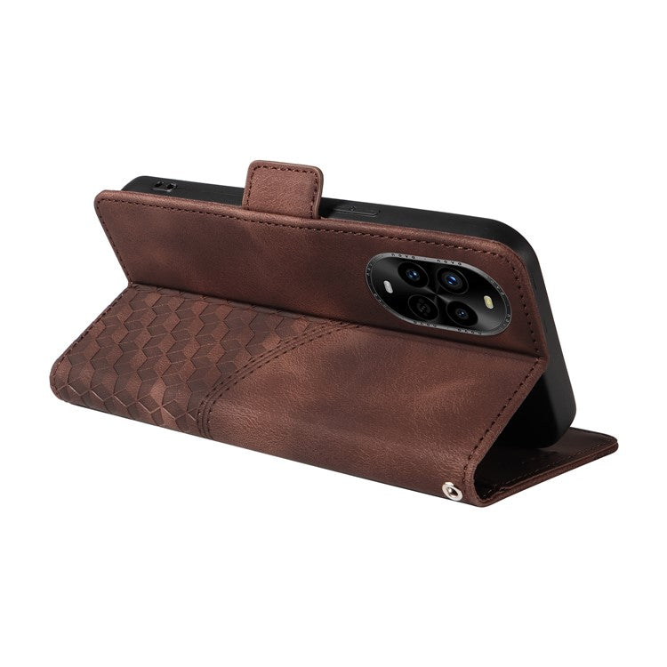 For Huawei nova 13 Pro 5G Case PU Leather Phone Cover Rhombus Starry Imprinted - Brown