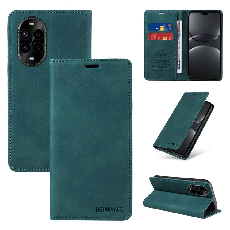 BETOPNICE 003 For Huawei nova 13 Pro 5G Wallet Case Leather Phone Cover with Stand - Green