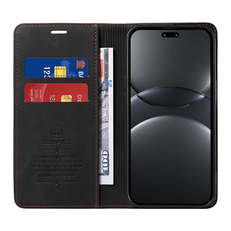 BETOPNICE 003 For Huawei nova 13 Pro 5G Wallet Case Leather Phone Cover with Stand - Black