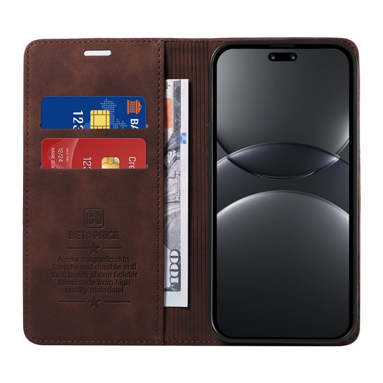 BETOPNICE 003 For Huawei nova 13 Pro 5G Wallet Case Leather Phone Cover with Stand - Brown