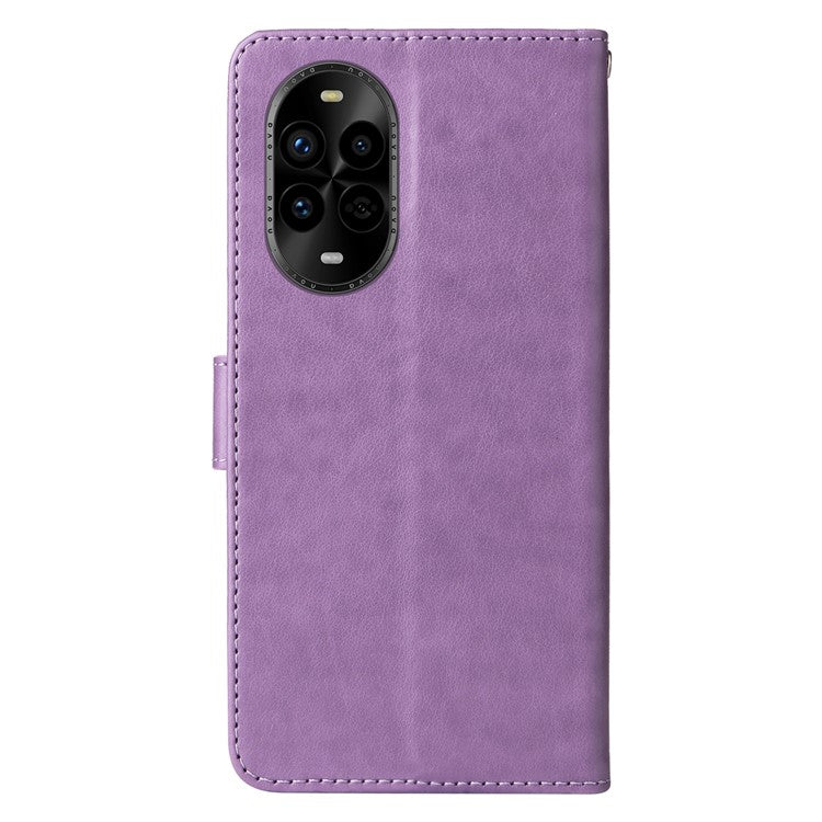 For Huawei nova 13 Pro 5G Leather Case Butterfly Floral Imprint Wallet Stand Cover - Purple