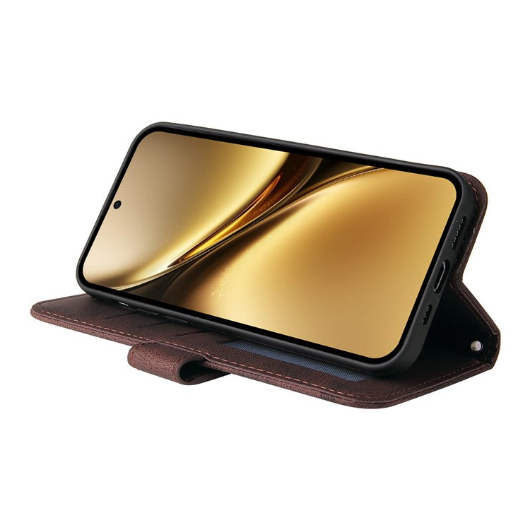 For vivo X200 Pro 5G Wallet Case Skin Touch Leather Phone Cover Tree Pattern Hardware - Brown