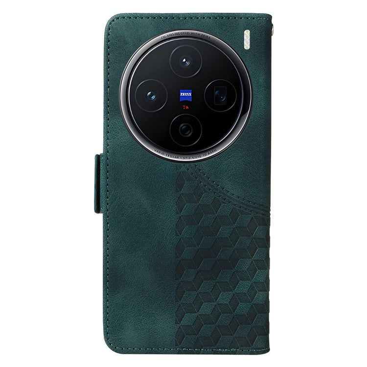 For vivo X200 5G Case PU Leather Phone Cover Rhombus Starry Imprinted - Green