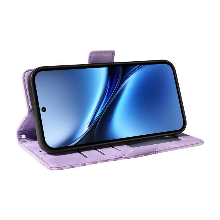 For vivo X200 5G Case PU Leather Phone Cover Rhombus Starry Imprinted - Purple